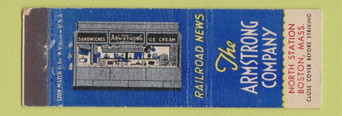 Matchbook Cover - Armstrong Railroad News Boston MA WEAR