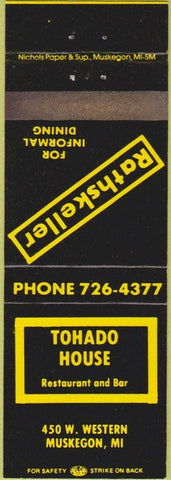 Matchbook Cover - Tohado House Muskegon MI