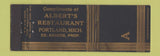 Matchbook Cover - Albert's Restaurant Portland MI WEAR