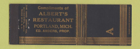 Matchbook Cover - Albert's Restaurant Portland MI WEAR