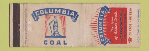 Matchbook Cover - Columbia Coal St Paul MN WEAR