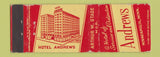 Matchbook Cover - Andrews Hotel Minneapolis MN WORN