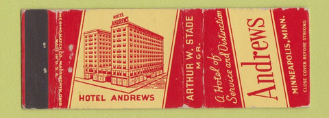 Matchbook Cover - Andrews Hotel Minneapolis MN WORN
