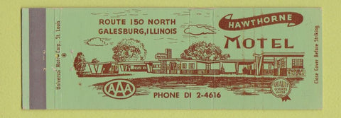 Matchbook Cover - Hawthorne Motel Galesburg IL