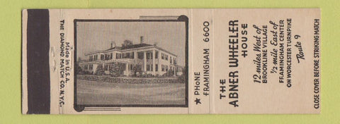 Matchbook Cover - Abner Wheeler House Framingham MA