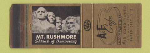 Matchbook Cover - A&F Cafe Rapid City SD Mount Rushmore WORN