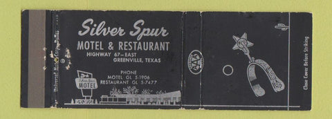 Matchbook Cover - Silver Spur Motel Restaurnt Greenville TX