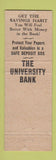 Matchbook Cover - University Bank Kansas City MO