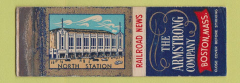 Matchbook Cover - Armstrong Railroad News Boston MA WORN