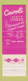 Matchbook Cover - Cavoli Restaurant Cleveland OH