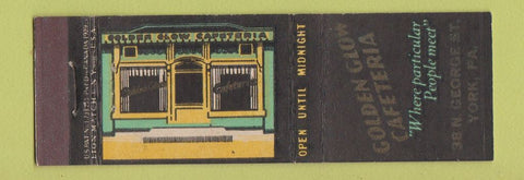Matchbook Cover - Golden Glow Cafeteria York PA Lion Canada 1929