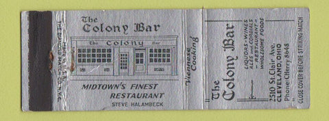 Matchbook Cover - Colony Bar Cleveland OH WEAR