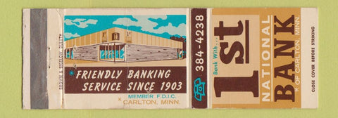 Matchbook Cover - 1st National Bank Carlton MN WEAR