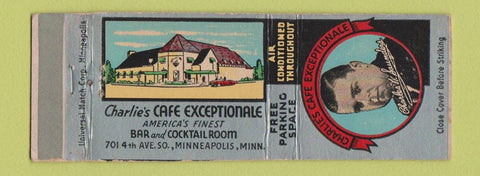 Matchbook Cover - Charlie's Cafe Exceptionale Minneapolis MN WEAR