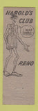 Matchbook Cover - Harold's Club Casino Reno NV Full Length