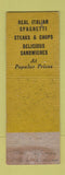 Matchbook Cover - Joe Zitelli's Boulevard Gardens Pittsburgh PA WEAR