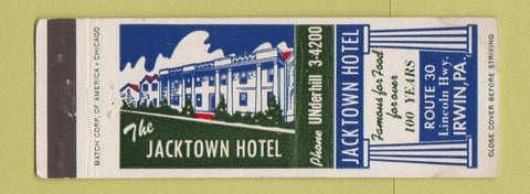 Matchbook Cover - Jacktown Hotel Irwin PA