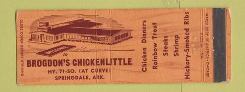 Matchbook Cover - Brogdon's Chicken Little Restaurant Springdale AR