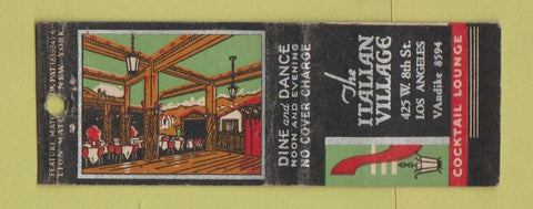 Matchbook Cover - Village Inn Los Angeles CA feature BOBTAIL