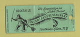 Matchbook Cover - Finger Lakes Restaurant Weatkins Glen NY WORN BOBTAIL