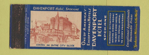 Matchbook Cover - Davenport Hotel Spokane WA WEAR