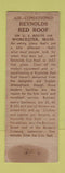 Matchbook Cover - Reynolds Red Roof Restaurant Worcester MA WEAR