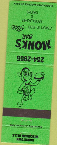 Matchbook Cover - Monk's Bar Wisconsin Dells WI