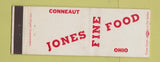 Matchbook Cover - Jones Food Restaurant Conneaut OH Full Length