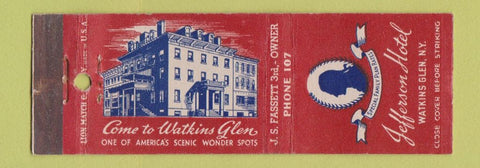 Matchbook Cover - Jefferson Hotel Watkins Glen NY