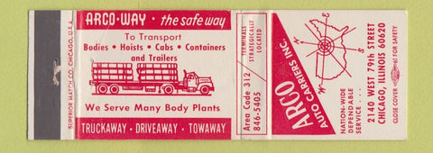 Matchbook Cover - Arco Auto Carriers Trucking Chicago IL WEAR