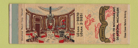 Matchbook Cover - Meyer's Seafood Dearborn MI