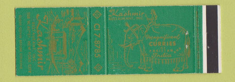 Matchbook Cover - Kashmir Restaurant New York City elephant