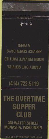 Matchbook Cover - Overtime Supper Club Menasha WI