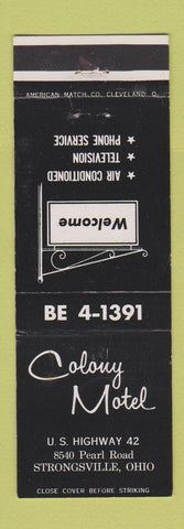 Matchbook Cover - Colony Motel Strongsville OH