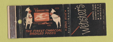 Matchbook Cover - Webster's Restaurant Winona MN WEAR