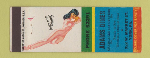 Matchbook Cover - Adams Diner York PA pinup