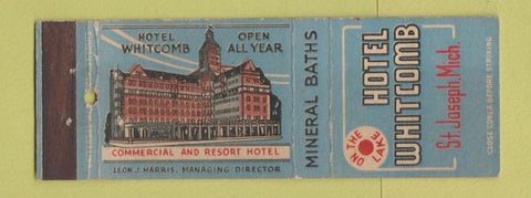 Matchbook Cover - Hotel Whitcomb St Joseph MI