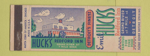 Matchbook Cover - Emil Huck's Redford Inn Detroit MI