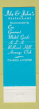 Matchbook Cover - Ida and John's Restaurant Pittsfield MA