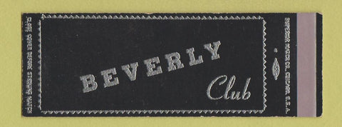 Matchbook Cover - Beverly Club Milwaukee WI SAMPLE Full Length