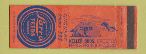Matchbook Cover - Larro Feeds Keller Bros Ogallala NE WORN