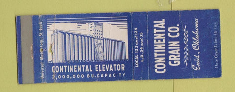 Matchbook Cover - Continental Grain Enid OK WORN BLUE