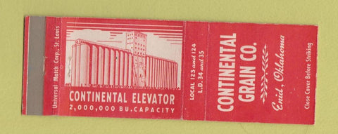 Matchbook Cover - Continental Grain Enid OK RED