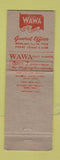 Matchbook Cover - Wawa Dairy Farms Philadelphia PA WEAR