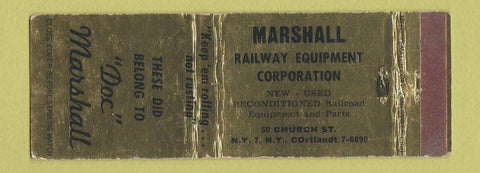 Matchbook Cover - Marshall Railroad Equipment New York City WEAR