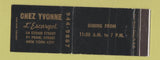 Matchbook Cover - Chez Yvonne L' Escargot New York City WEAR Full Length