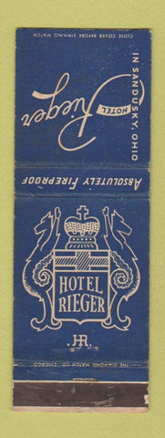 Matchbook Cover - Hotel Rieger Sandusky OH