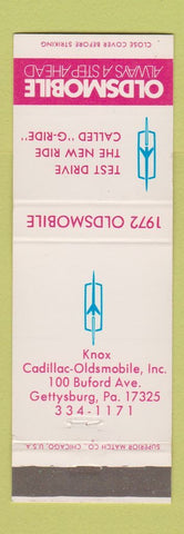 Matchbook Cover - 1972 Oldsmobile Gettysburg PA