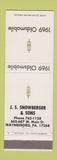 Matchbook Cover - 1969 Oldsmobile JS Snowberger Waynesboro PA