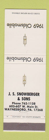 Matchbook Cover - 1969 Oldsmobile JS Snowberger Waynesboro PA